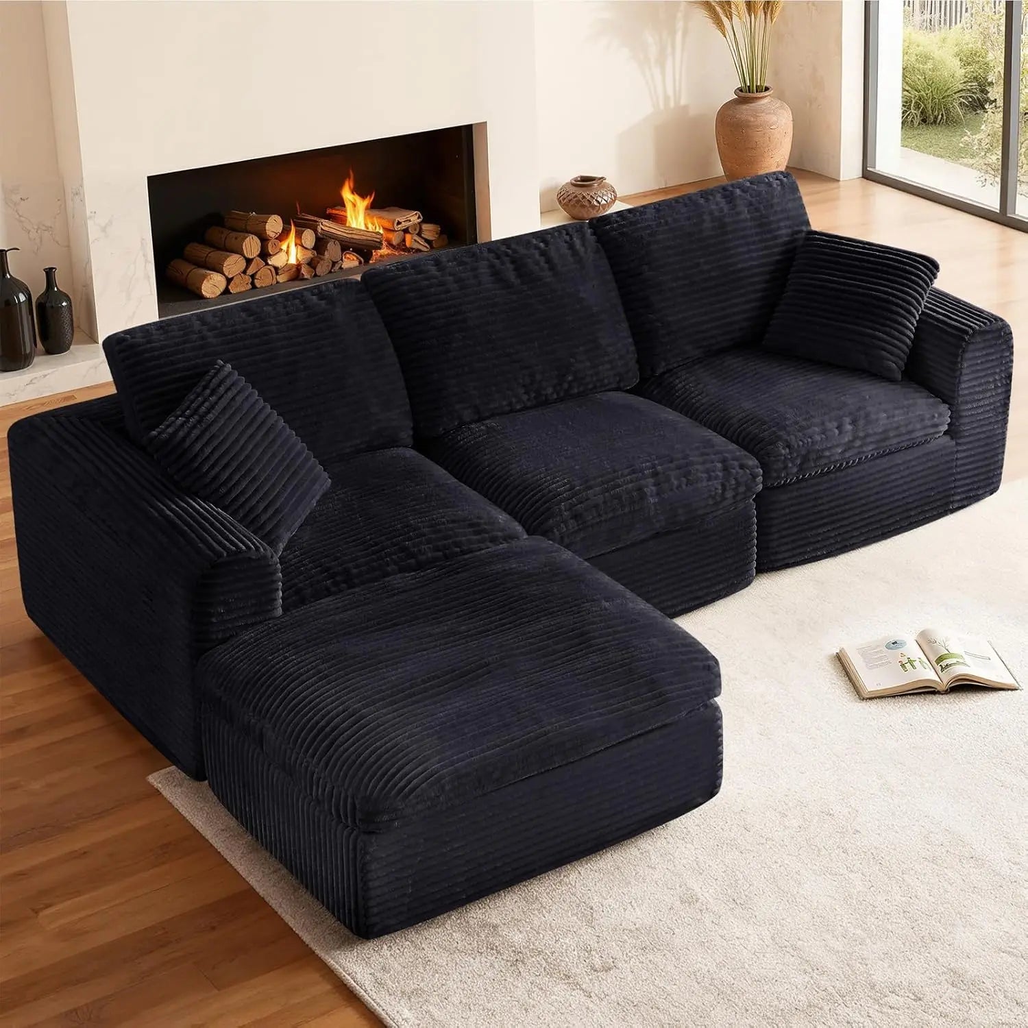 108” Modular Sectional Sofa Couches L Shaped Couch 3 Seater Cloud Sofa Memory Foam Sectional Couches for Living Room, Boneless