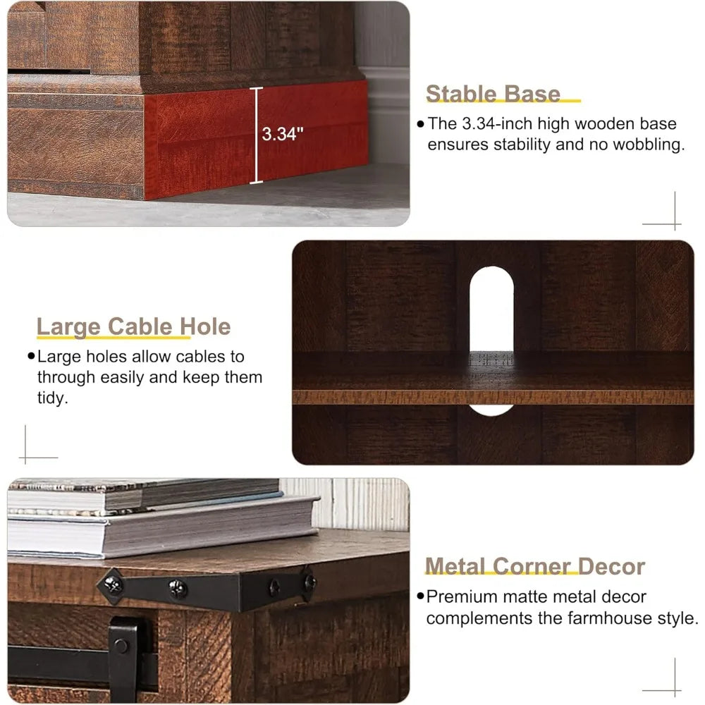 Fireplace TV Stand for 70 75 Inch TV, 66 Inch Farmhouse Entertainment Center with 23" Electric Fireplace, Remote Control, Large