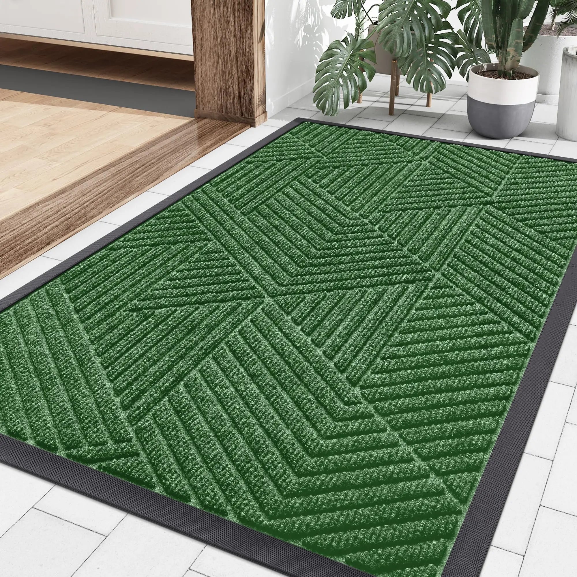 Kitinjoy Front Door Entrance Mat Heavy Duty Natural Rubber Mat Easy Clean Low Profile Doormat Indoor Outdoor House Doormat Decor