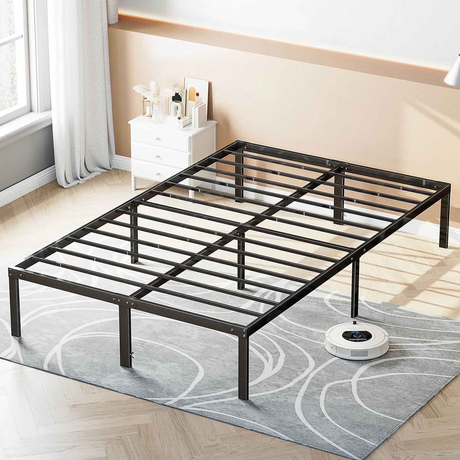 Metal Platform Bed Frame – Twin / Full / Queen / King with Under-Bed Storage