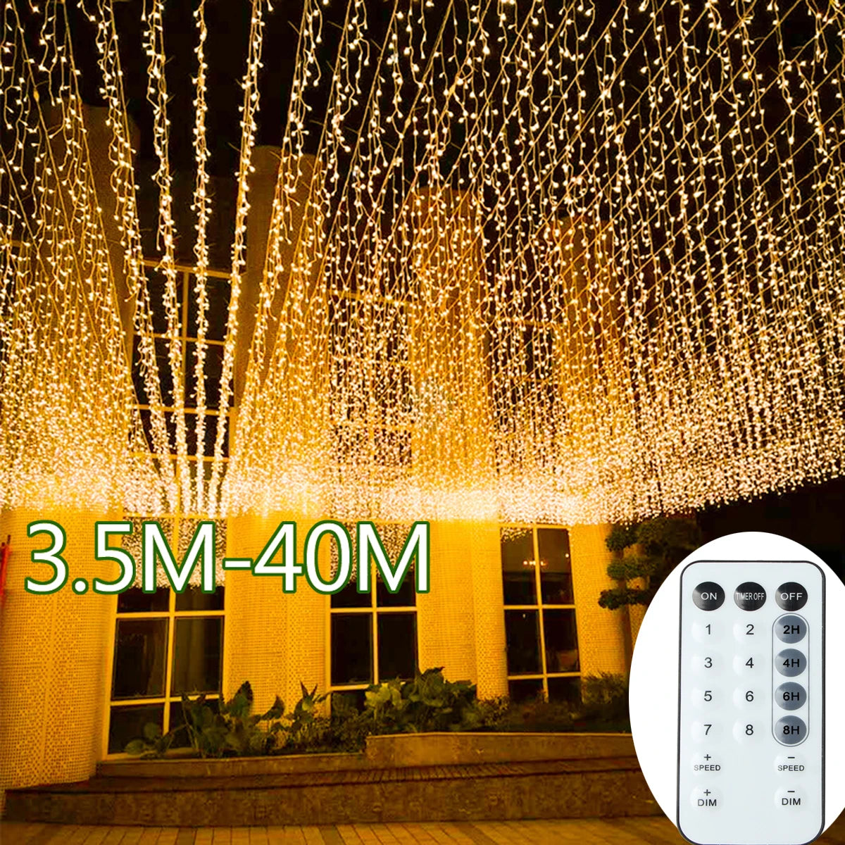 LED Icicle Fairy Lights Outdoor String Lights Christmas Garland For House New Year Garden Yard Party Wedding Terrace Decor