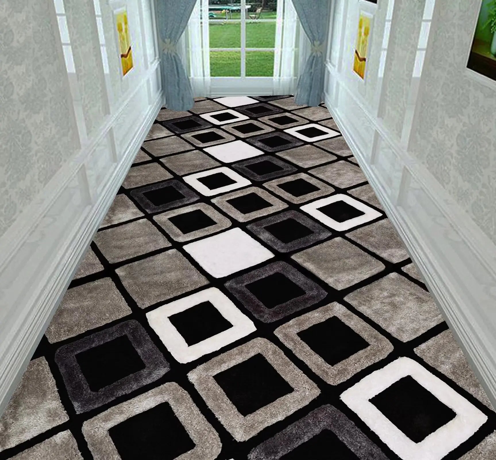 Nordic Modern Villa Long Corridor Carpet Runner Hall Passageway Home Large Rugs Stairway Comfortable Durable Washable Floor Mat