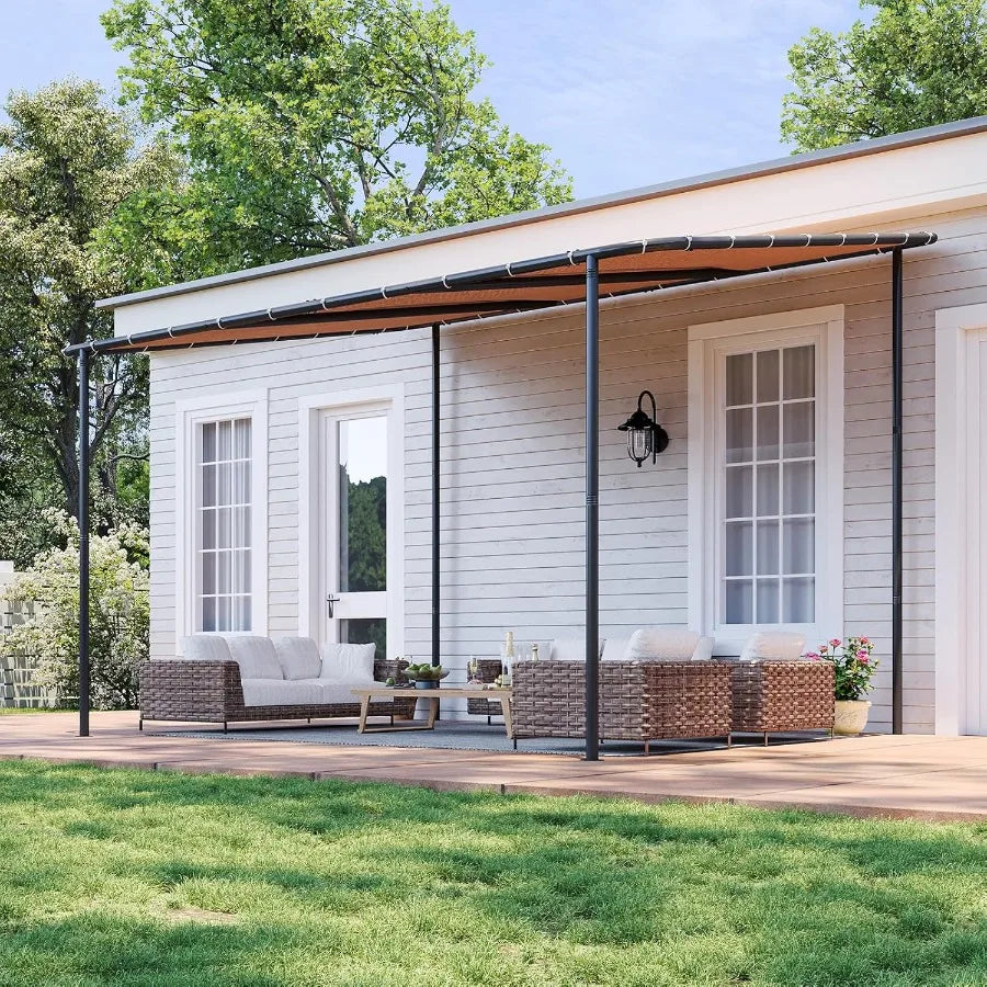 Lean-To Gazebo Pergola – 10 ft × 12 ft Wall-Mounted Canopy