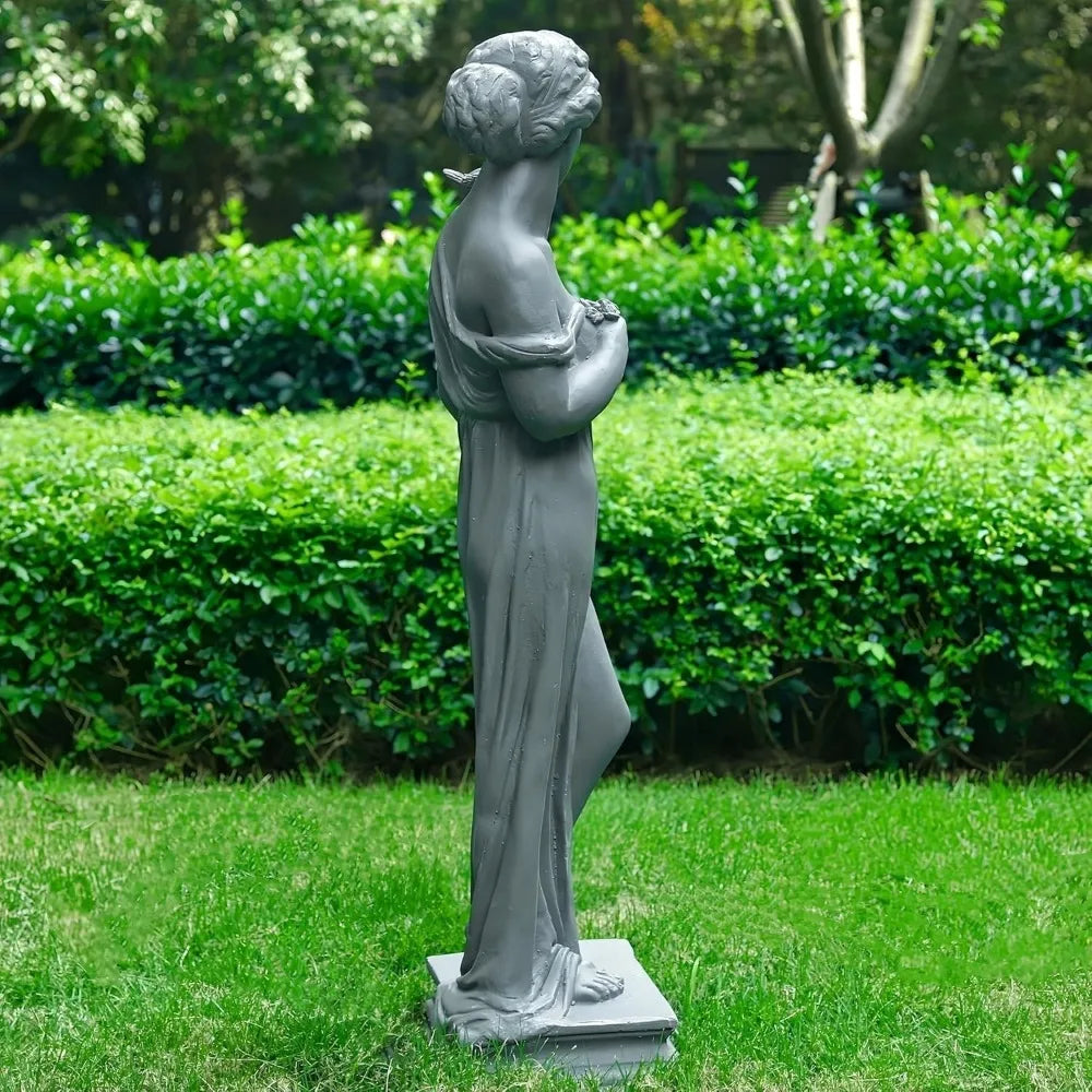 Greek Goddess Nymph Statue 32 Inches Tall Outdoor Garden Sculpture Roman Style Patio Lawn Porch Decor Gray Mythology Inspired