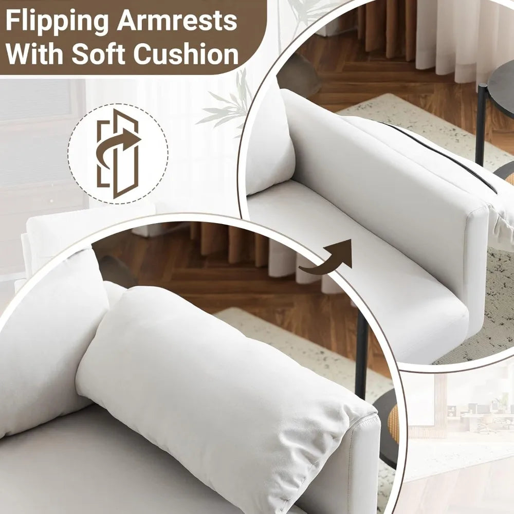 Compact Suede Upholstered Loveseat Sofa, 48.8 Inches Small Couch for Comfortable Living Room Seating, Ideal Space-Saving Love Se