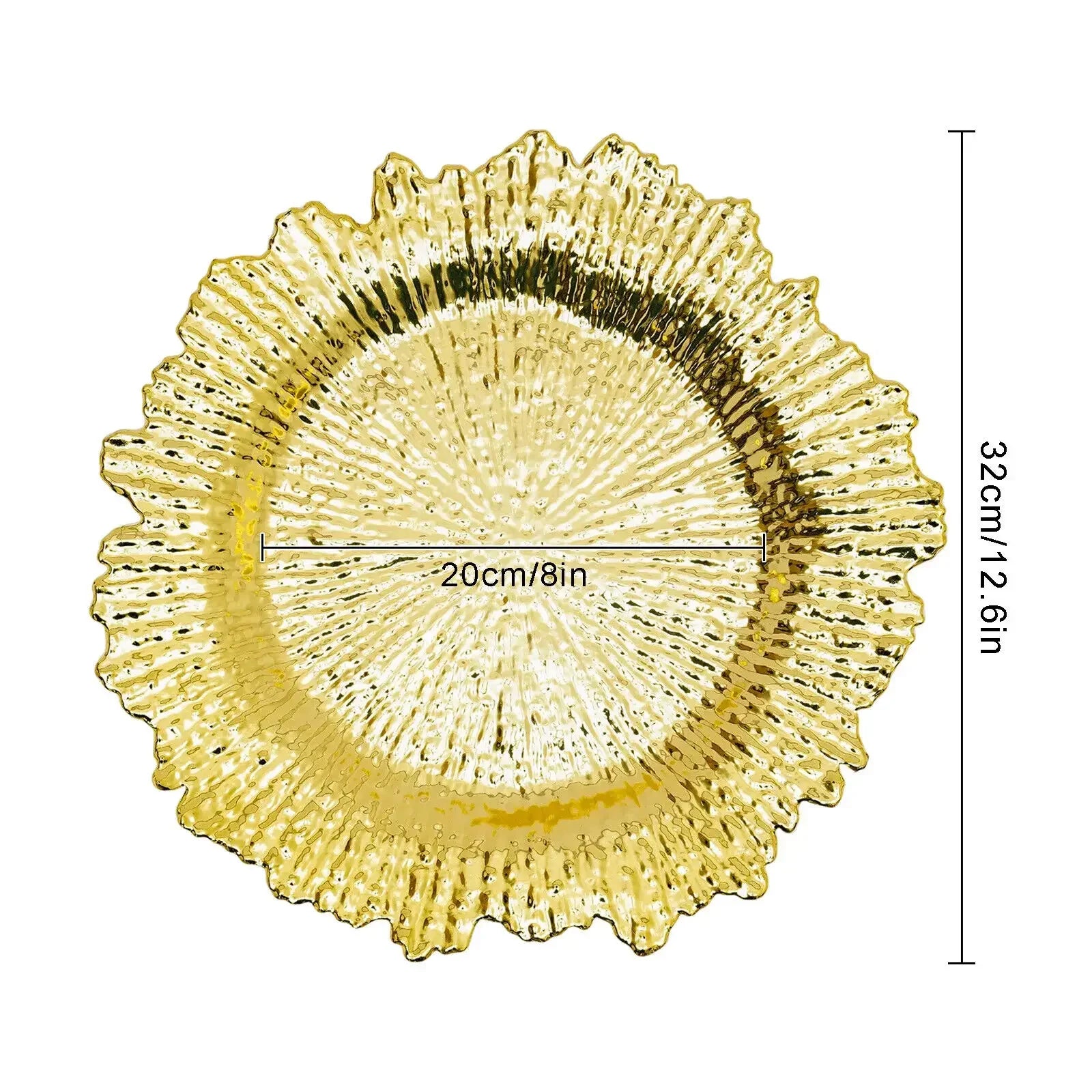 24PCS Gold Charger Plates – Round Reef Design Decorative Table Setting Plates