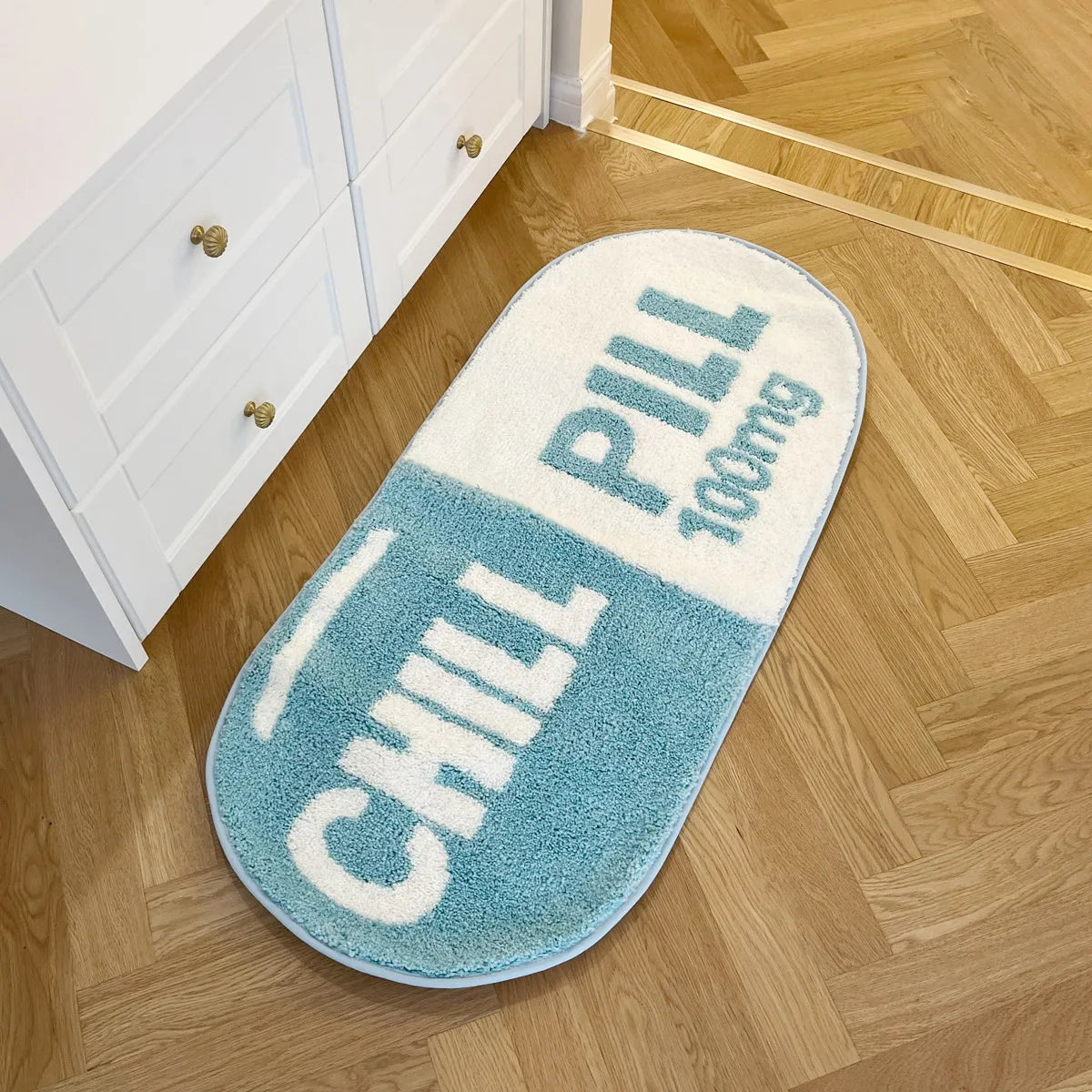 LAKEA Chill Pill Custom Rug Oval Tufted Rug Bath Mat Door Floor Mat Pink Home Decor Carpet Camping Mat Waterproof  Anti-Slip
