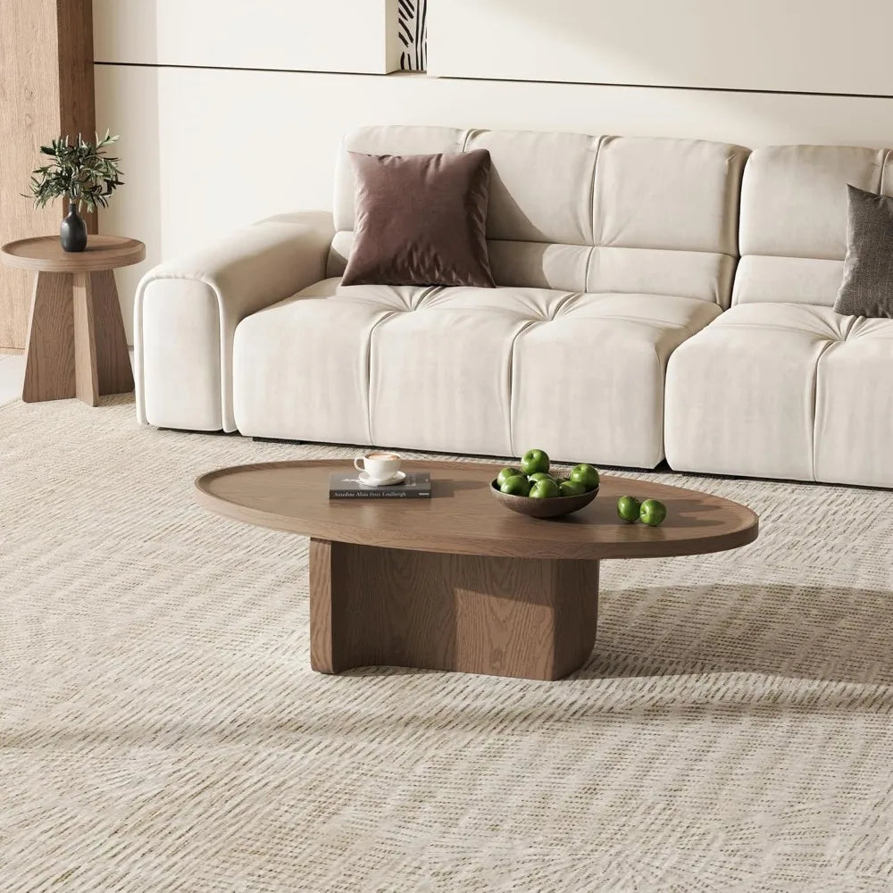 Round Wood Coffee Table – Mid-Century Modern Small Nesting Side Tables