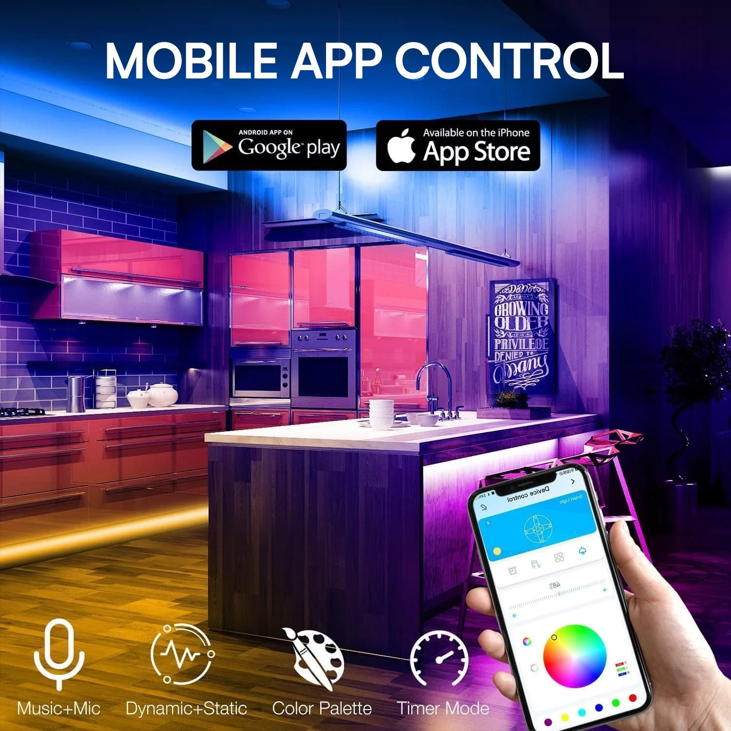 RGB LED Strip Lights – Indoor Decorative Lighting (Multiple Length Options)