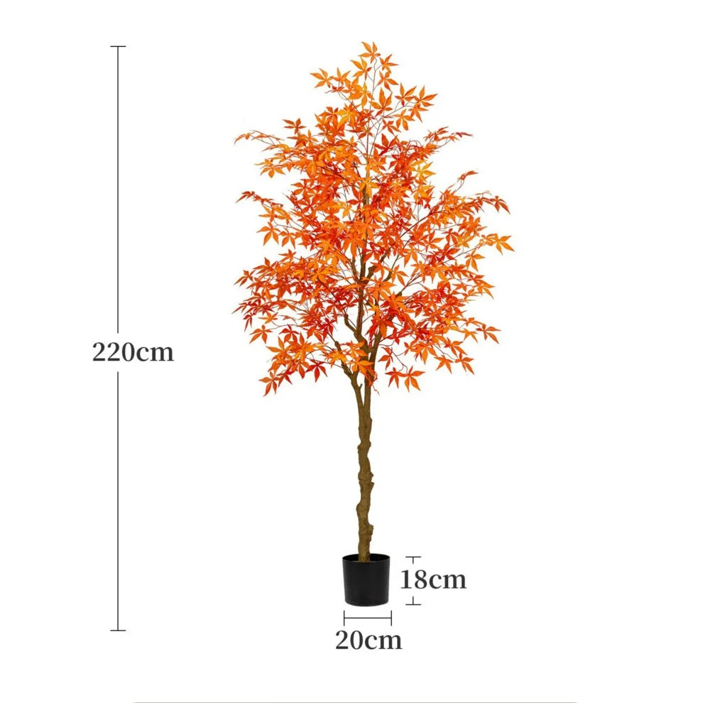 Artificial Maple Tree Red Maple Fake Tree Large Indoor Potted Plant Home Living Room Window Display Decoration Floor Greenery