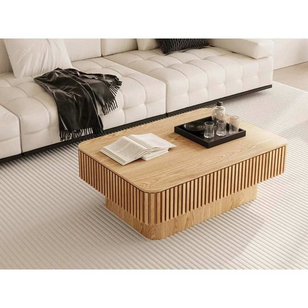 Smart Lift-Top Coffee Table – Modern Fluted Coffee Table with Storage