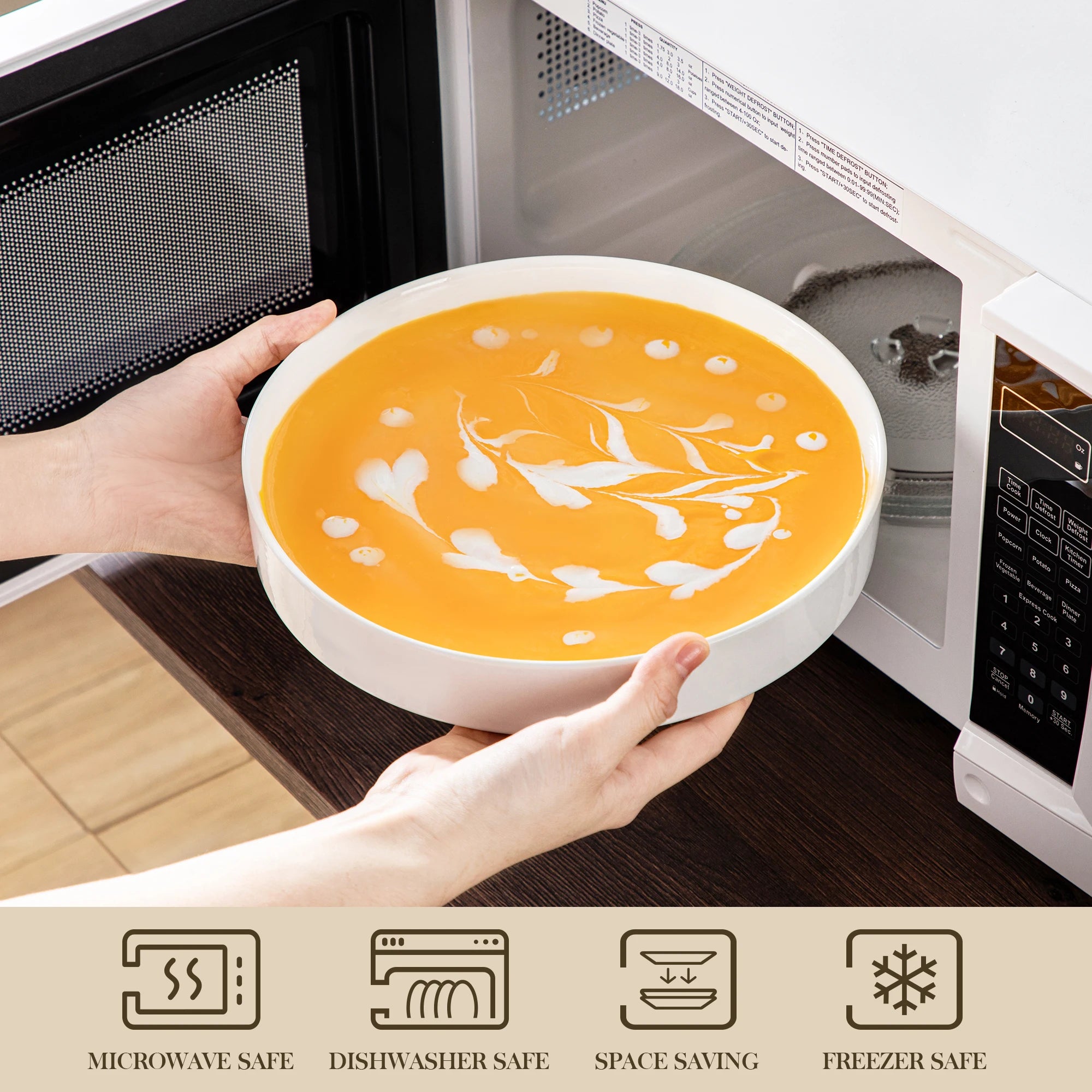 MALACASA 12/16/18/24 Piece Dinner Plates Sets Black Rim Half standing edge Dinnerwar with 4/6PCS Dinner Plate/Dessert/Soup/Bowl