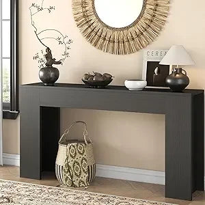 Wooden LED-lit 63 Console Table for Farmhouse Style, Ideal Behind Sofa Entryway Hallway Decor