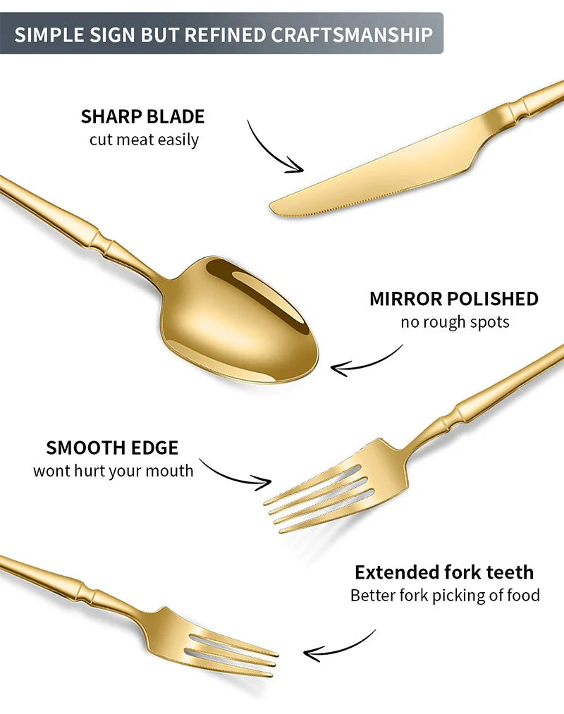 30pcs Hammer Pattern Small Waist Stainless Steel Steak Knife Fork and Spoon Creative Western Style Fork and Spoon Tableware Set