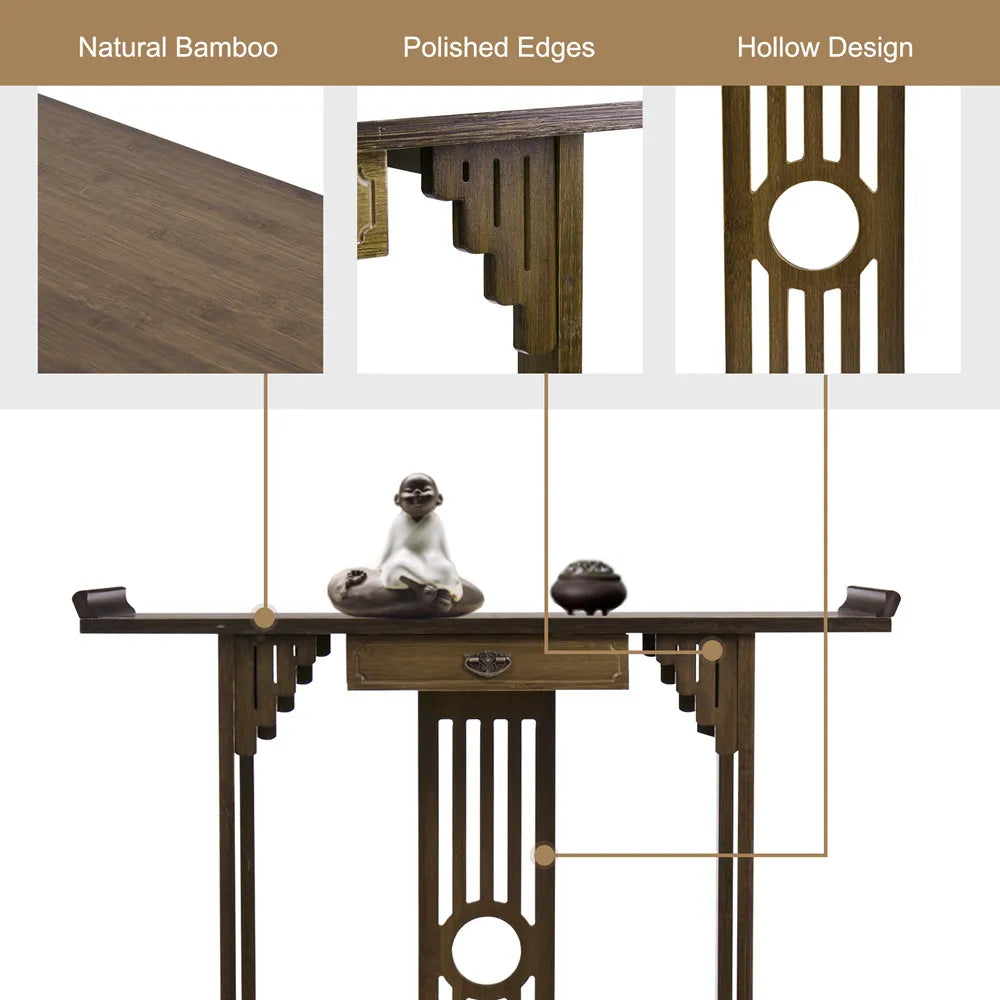 LUVODI Classic Wood Console Entryway Table with Drawer Bottom Shelf Accent Foyer Hall Table  for Living Room