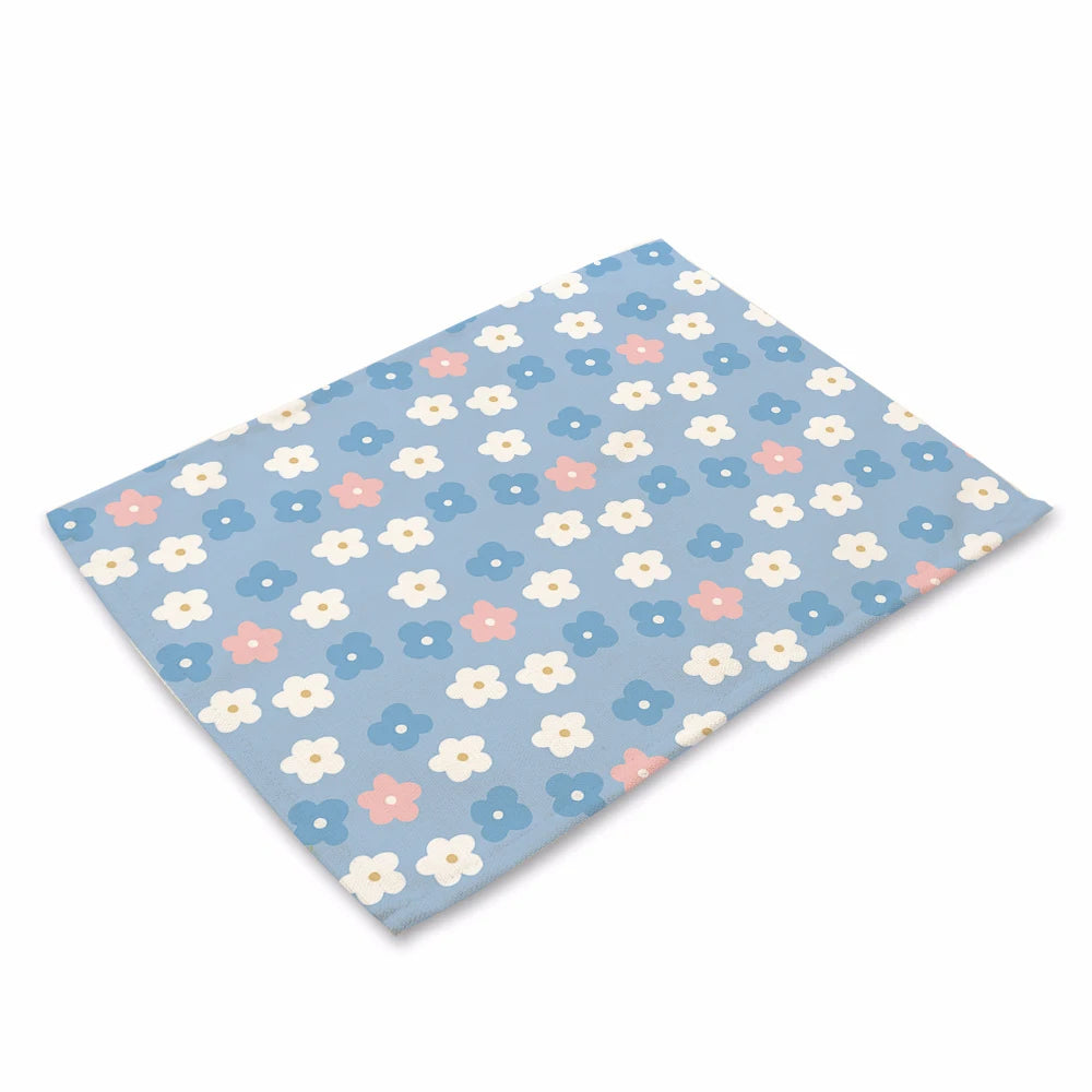 Bohemian Floral Pattern Placemat Kitchen Decor Cotton Linen Boho Dining Table Mats Coaster Pad Bowl Coffee Cup Mat 40X30cm
