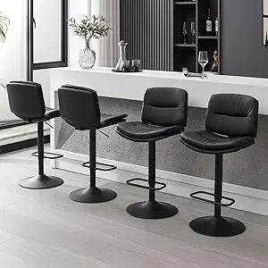 Swivel Counter-Height Bar Stools – Double-Layer Upholstered Faux Leather (Set of 4)