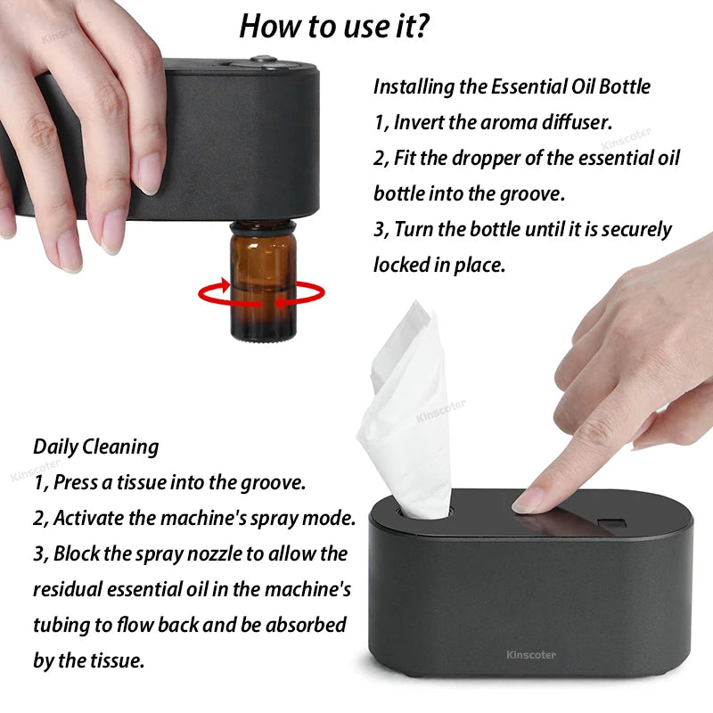 KINSCOTER Premium Portable Waterless Aroma Diffuser Compact Essential Oil Nebulizer Ideal Scent Machine for Gifting