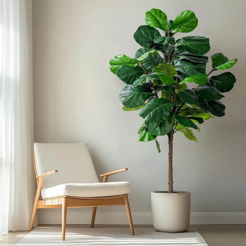6-Foot Tall Artificial Fiddle Leaf Ficus Lyrata Tree with Pot for Home Living Decor