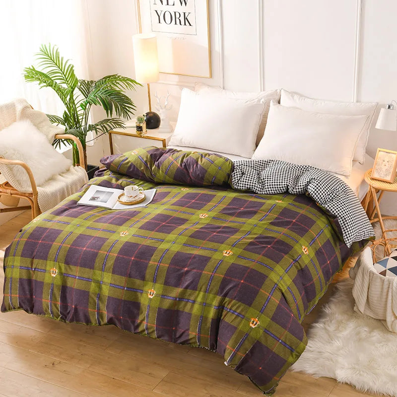 1Pc Ins Style Aloe Vera Cotton Quilt Cover Set Pillowcase Suitable for Bedroom Apartment, Suitable for All Seasons, Skin-Friendly and Comfortable 150/180/200cm(1Pc Quilt Cover + 2Pc Pillowcase)