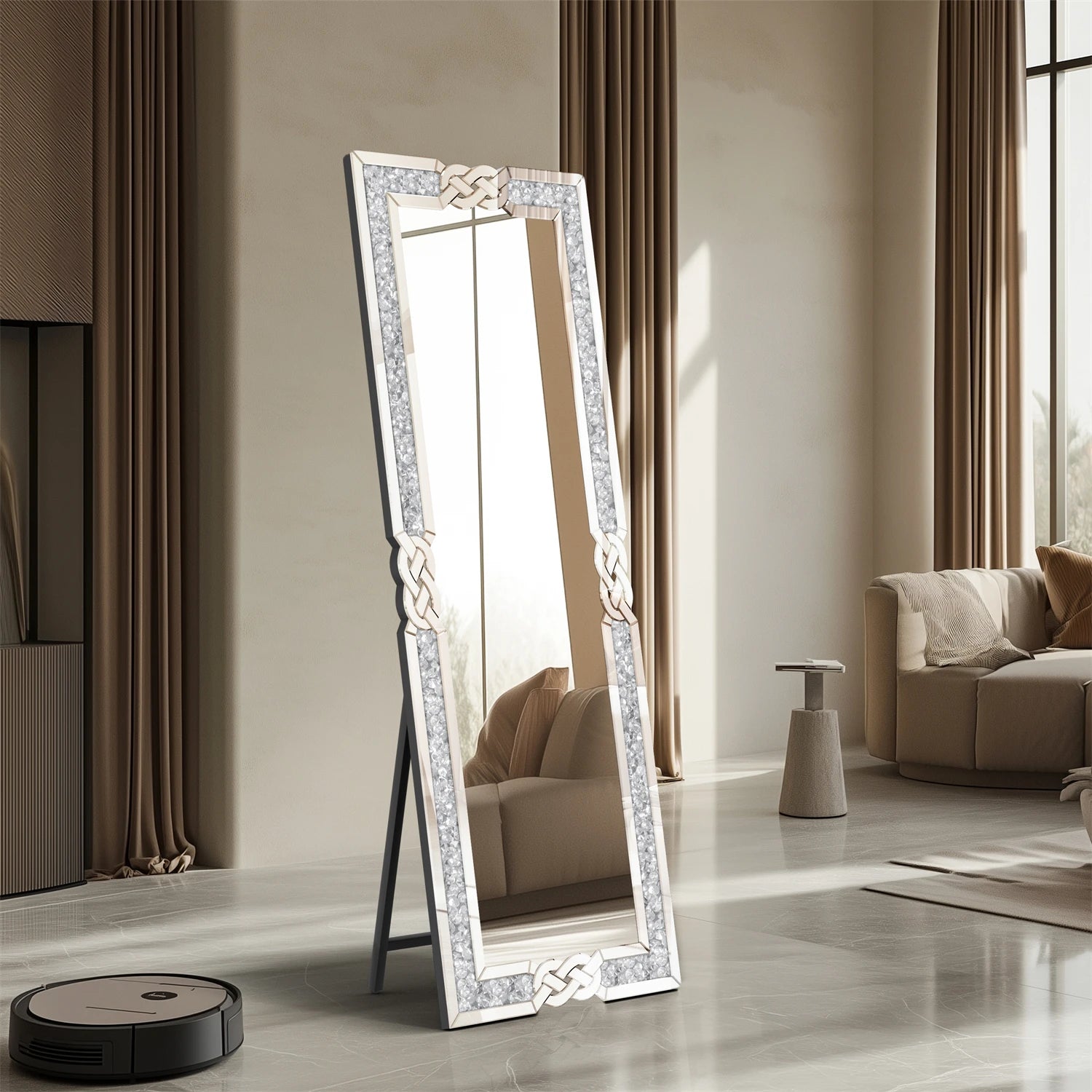 160 cm tall broken diamond full length mirror silver glass wall bedroom dressing mirror