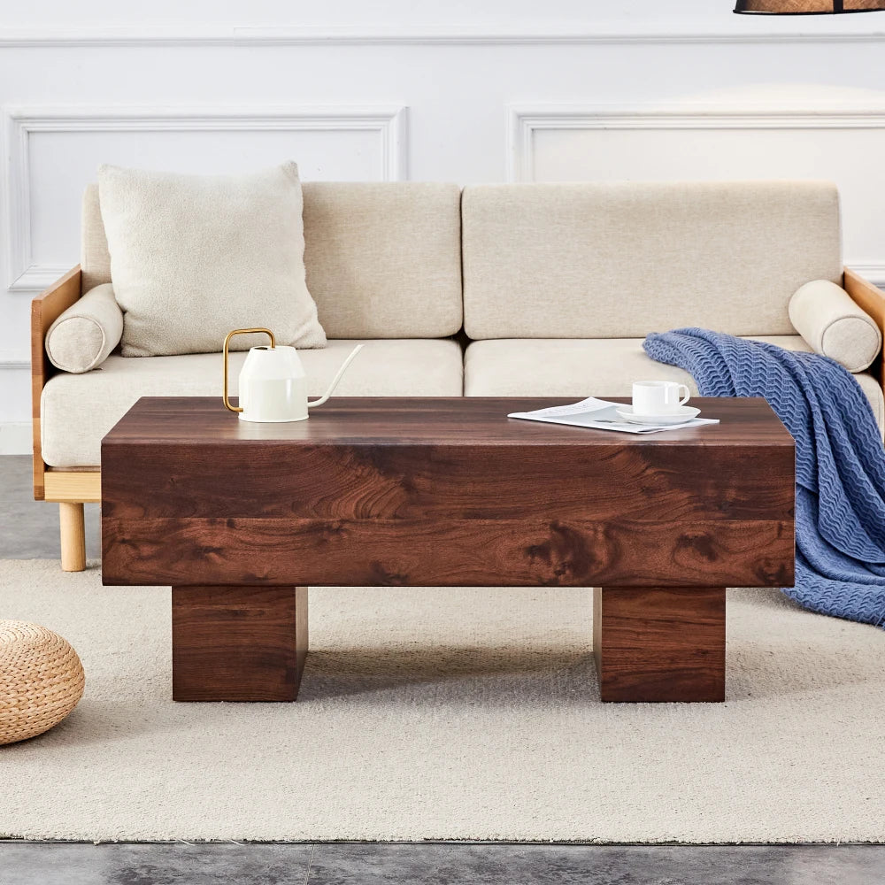 Modern Light Wood Coffee Table – Simple Rectangular Tea & Sofa Table