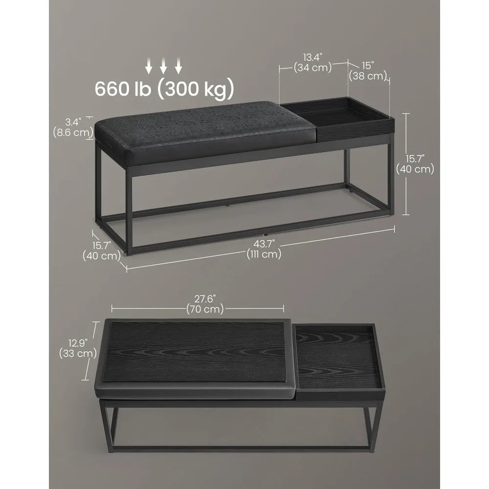 Reversible Top Storage Ottoman Bench with Tray – End-of-Bed Bench