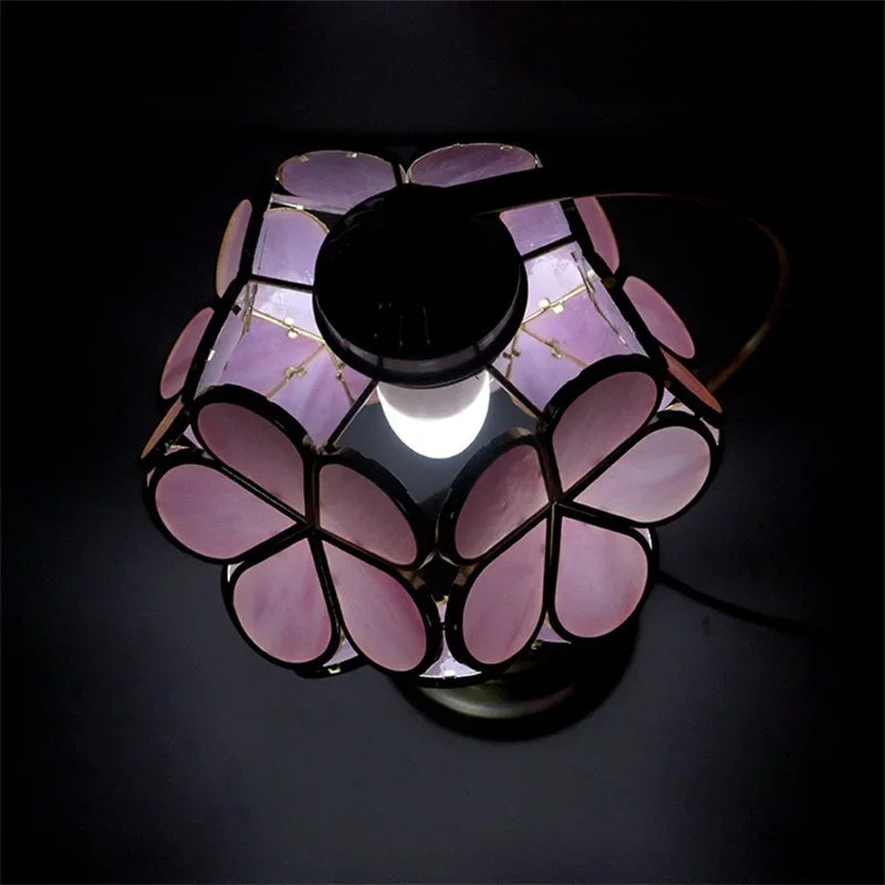 GISELLE Tiffany Table Lamp LED Modern Creative Pink Petal Desk Light For Home Living Room Bedroom Bedside Decor