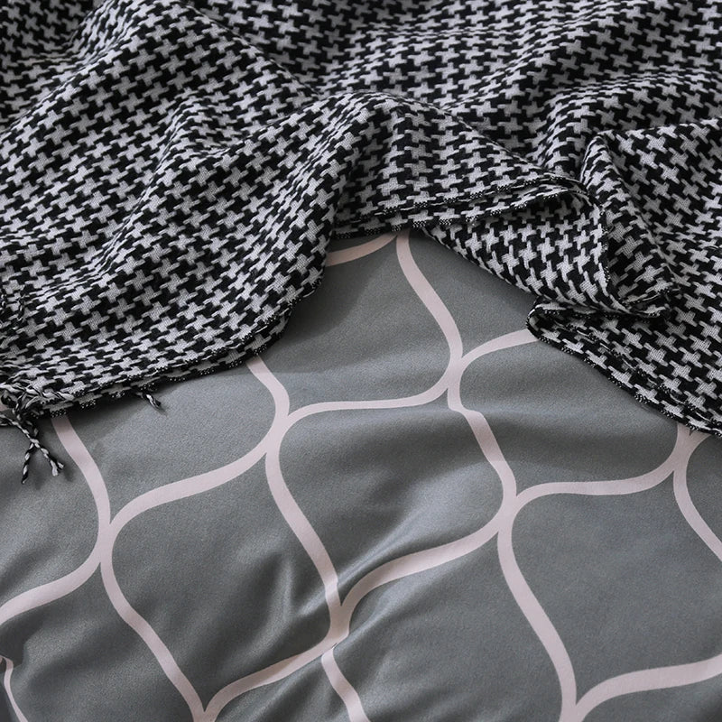 Geometric Duvet Cover Set Reversible Comforter Cover Modern Soft Elegant Gray And White Abstract Geometric Bedding Set Twin King