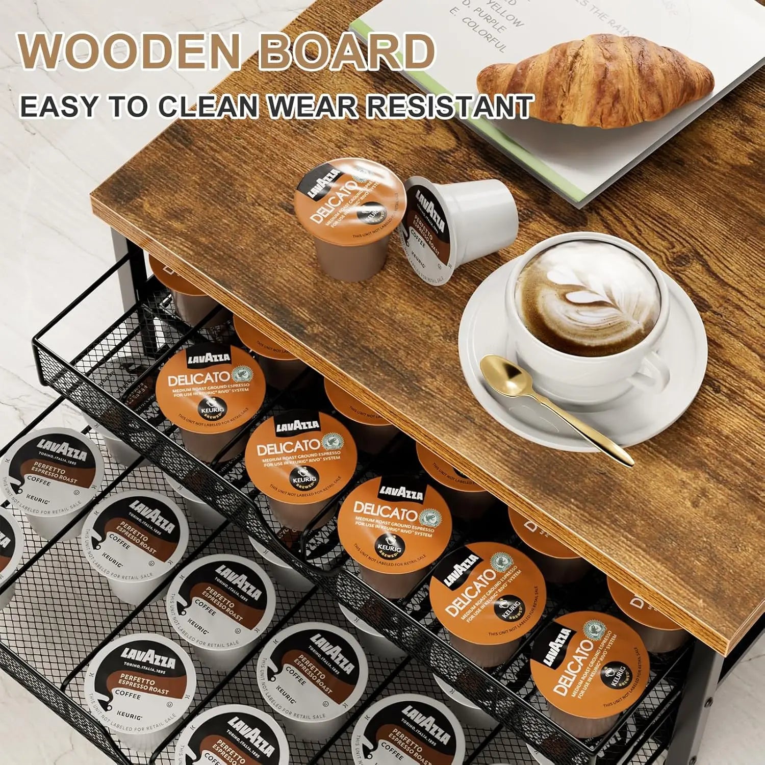 72-Capacity Coffee Pod Holder, 2-Tier Sliding Drawer Organizer for K-Cup, Black