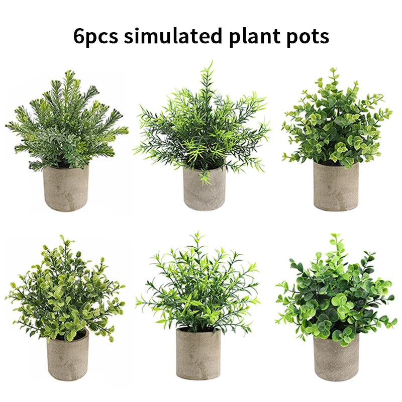 Artificial Plant Potted Eucalyptus Plant Small Fake Flower Bonsai With Pot Mini Plant Desktop Office Home Restaurant Decoration