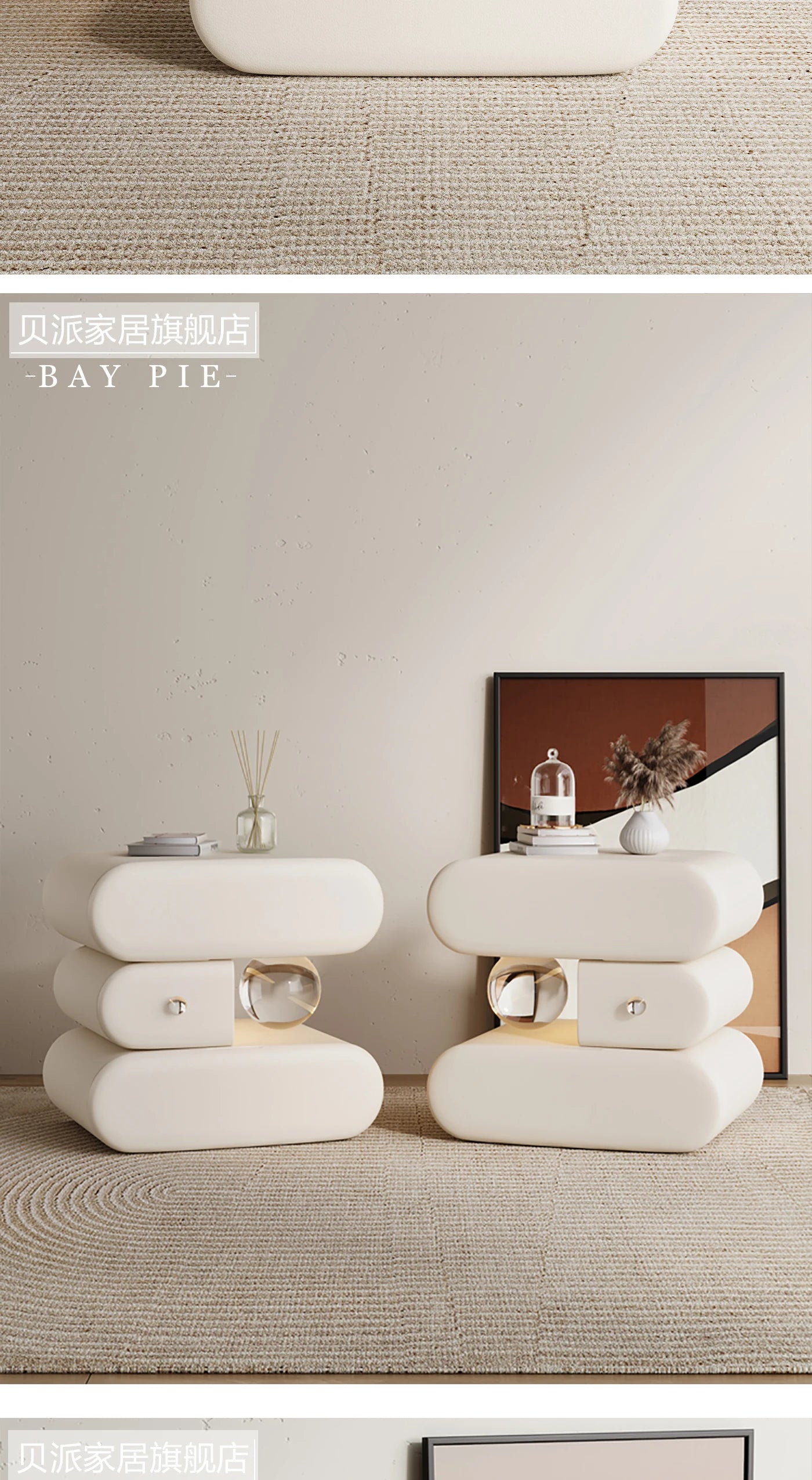 Luxury high-end Bedside tables Cream style solid wood Modern elegant Chest of drawers High end minimalism bedroom furniture