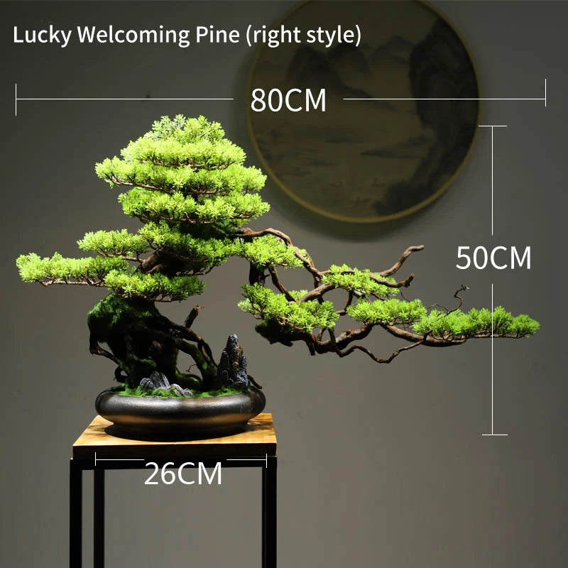 Simulation Welcome Pine Landscaping Decorations, Green Plant Bonsai Ornaments, Home, Living Room, Hotel, Porch Decoration
