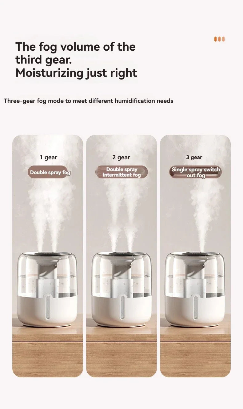 6.8L Large Capacity Humidifier USB Dual Spray Home Office Bedroom Desktop Air Moisturizer Purifier Silent Night Light Diffuser