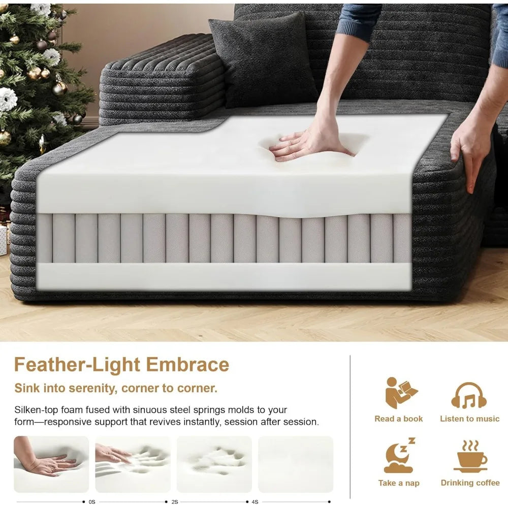 Modular Sectional Sofa – 108″ L-Shaped Deep Seat Couch