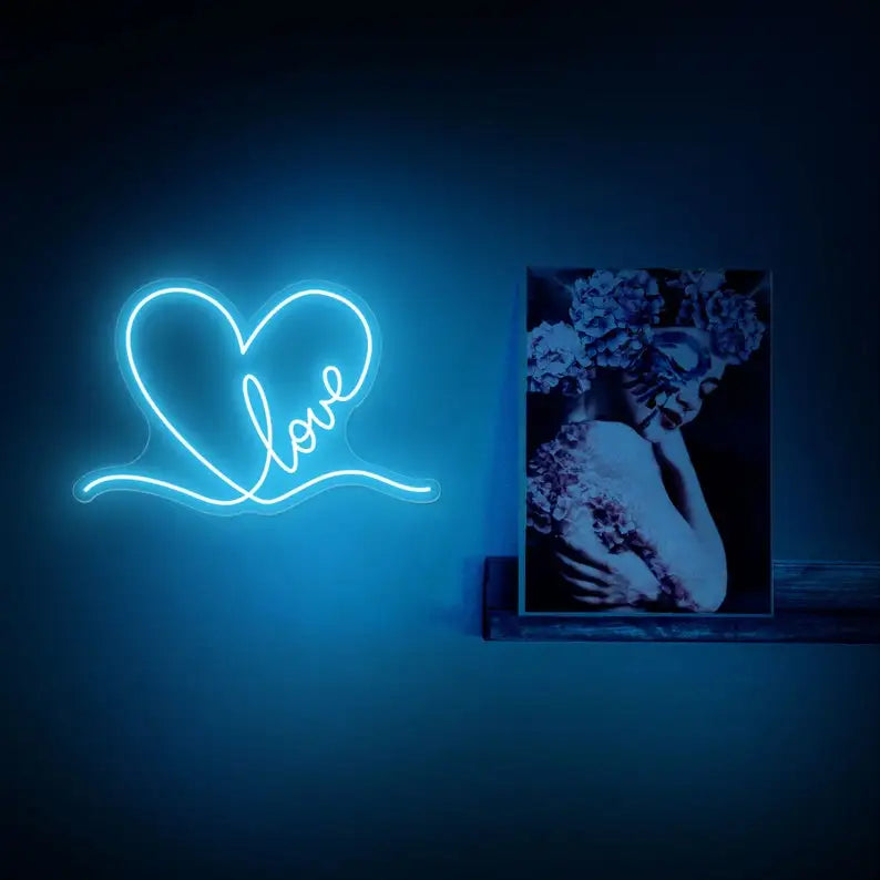 Love Heart Neon Signl Handmade LED Neon Light Advertising for Bedroom Pub Home Beer Bar Birthday Party Wall Decor Dimmable USB