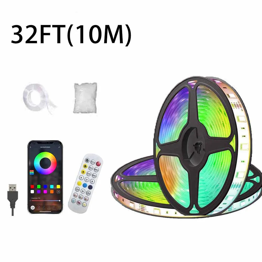 32ft LED 3D Lightning Cloud Light Bluetooth Voice Control Remote USB Plug Dimmable Mood Decorative Night Light for Game Room