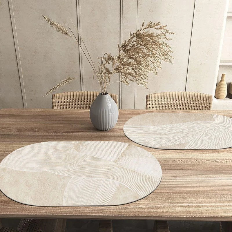 Oval Kitchen Placemats Faux Leather Table Coffee Mats Oil-Proof Waterproof Kitchen Place Mats Dining Home Kitchen Table Decor
