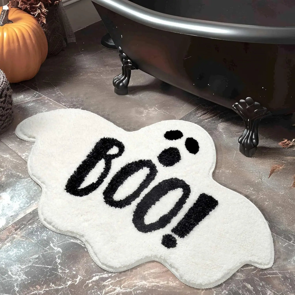 Halloween Ghost Shaped Doormat – Cute Spooky Non Slip Absorbent Floor Rug