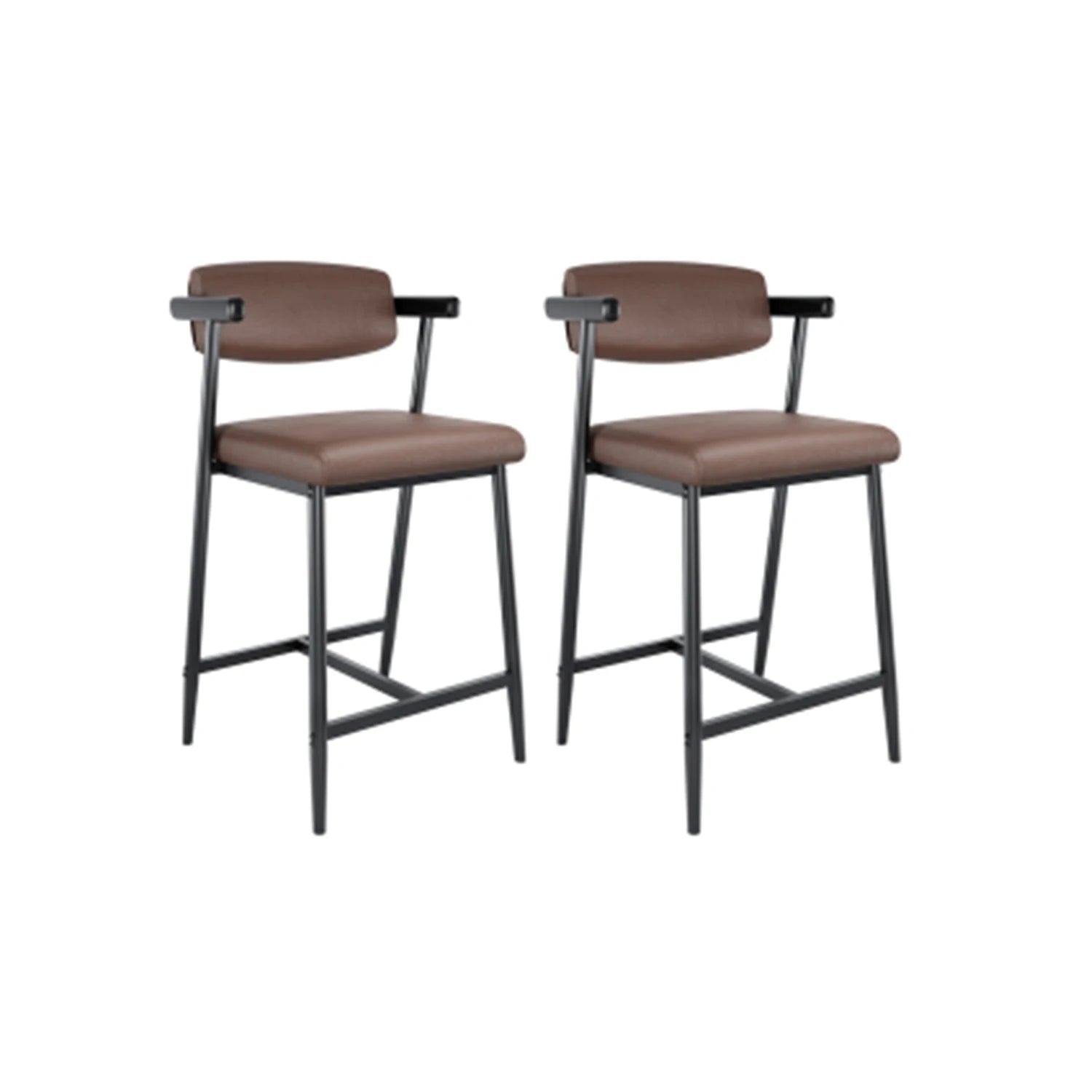 26″ Counter-Height Bar Stools with Back & Footrest – Modern Metal (Set of 2)