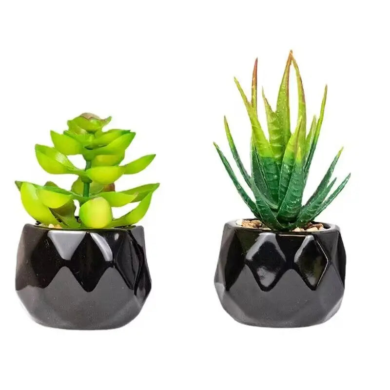 Artificial Succulent Bonsai Plants With Pottery Pot For Room Decoration Office Table Home Garden Decor
