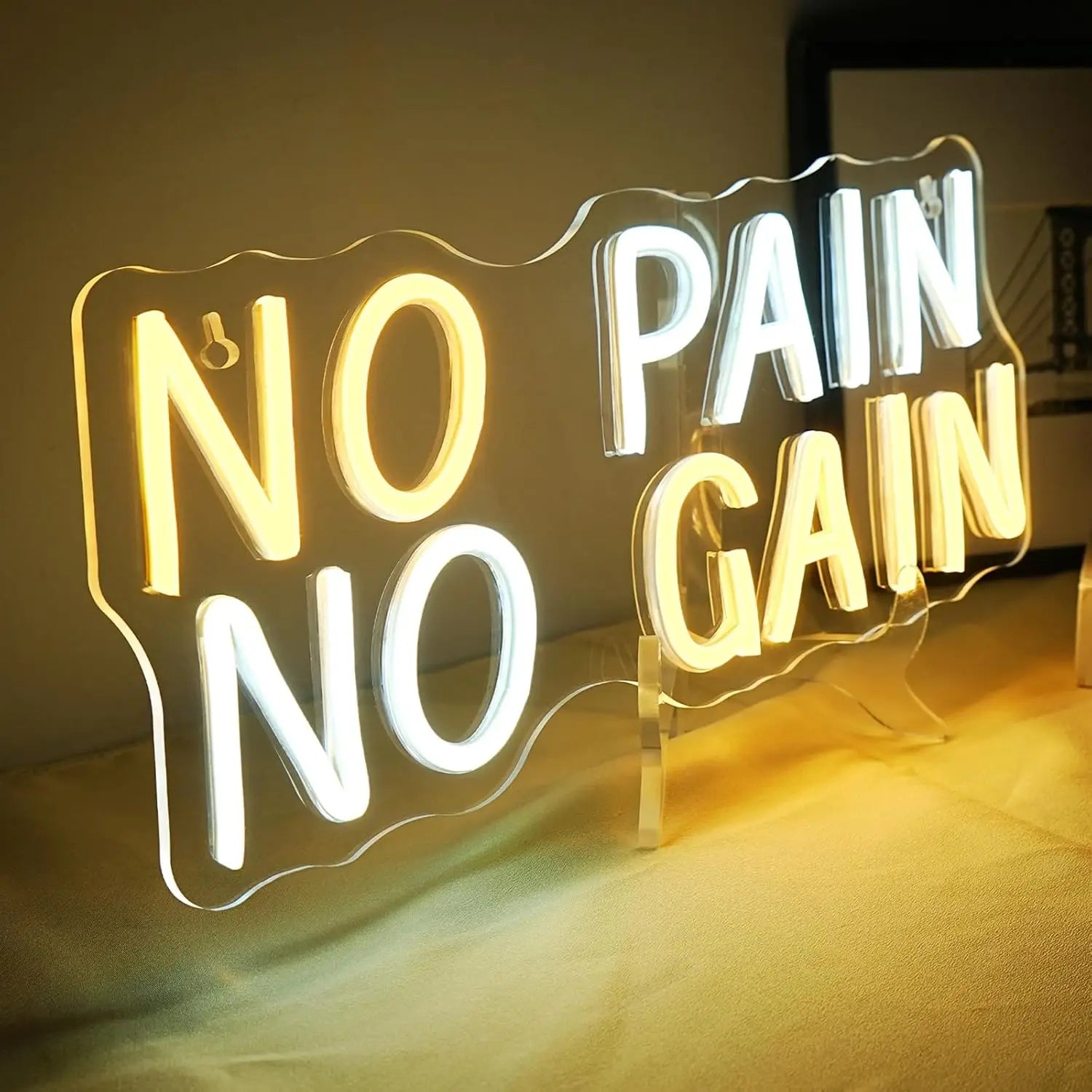 No Pain No Gain Led Neon Sign Text Neon Light for In Modern Gyms Offices Bedrooms Offices Piano Rooms Wall Decor Dimmable USB