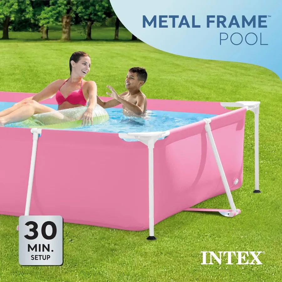 Rectangular Metal Frame Above-Ground Swimming Pool – 7′ × 5′ Backyard Pool (439 Gallons)