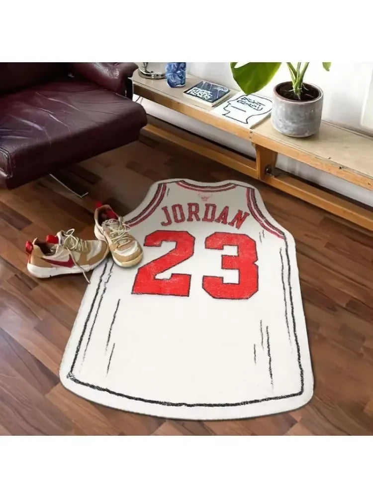 Basketball Area Rugs for Entryway Jersey Shape Mat Indoor,Basketball Sports Anti-Slip Rug For Men Boys Bedroom Home Decor
