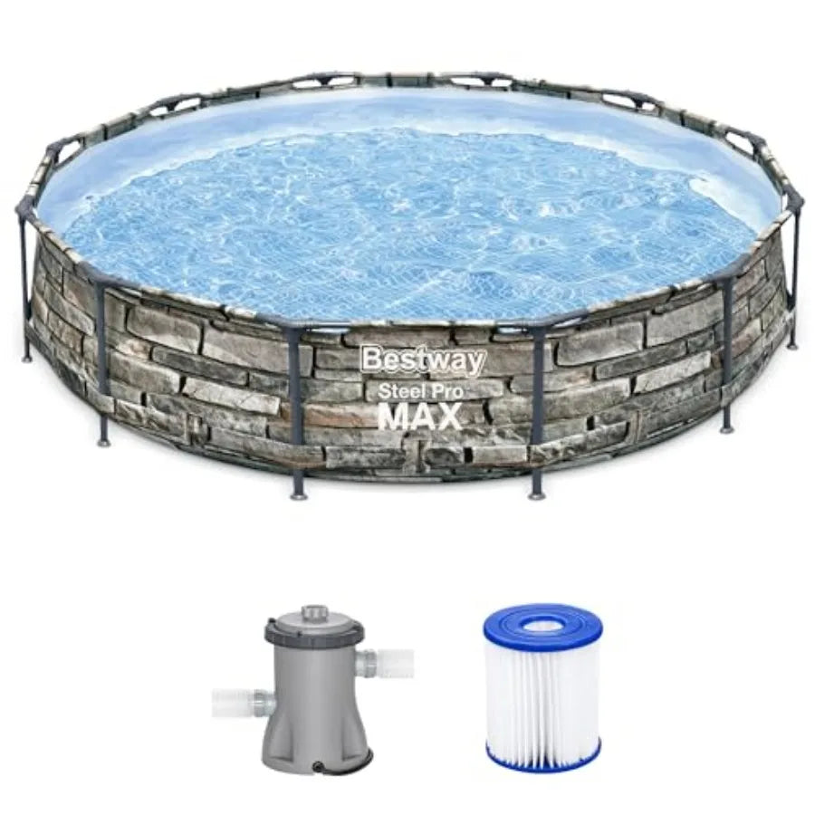 Steel Pro Max Round Above-Ground Family Pool – 12′ × 30″ Steel Frame Set