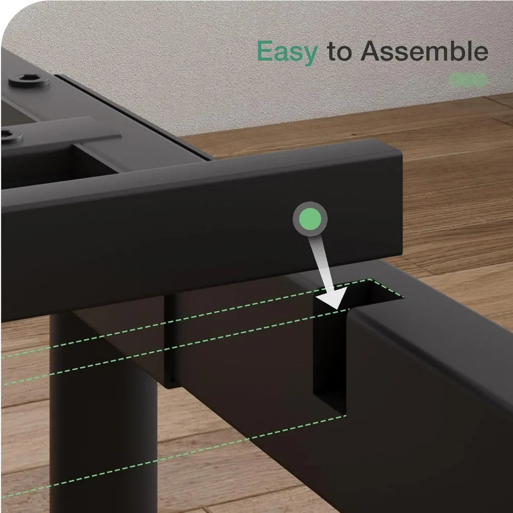 Full Size Metal Platform Bed Frame with Headboard, Footboard & 14″ Underbed Storage