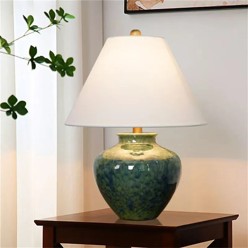 Contemporary Luxury Ceramic Table Lamp LEDAmerican Retro Creativity Living Room Bedroom Study Villa Hotel Bedside Desk Light