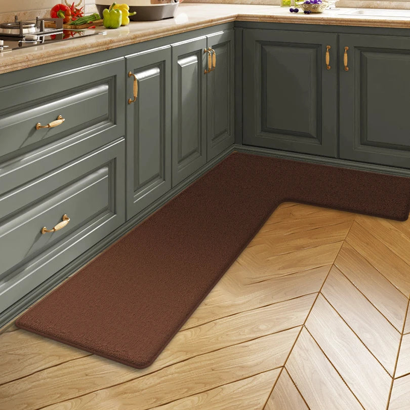 Solid color kitchen L-shaped dirt-resistant soft floor mat restaurant corner absorbent floor mat bathroom non-slip mat door mat