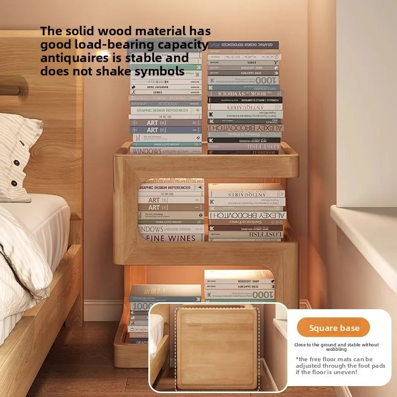 All solid wood bedside table Modern simple bedside table A few light luxury high-end home bedroom bedside storage table