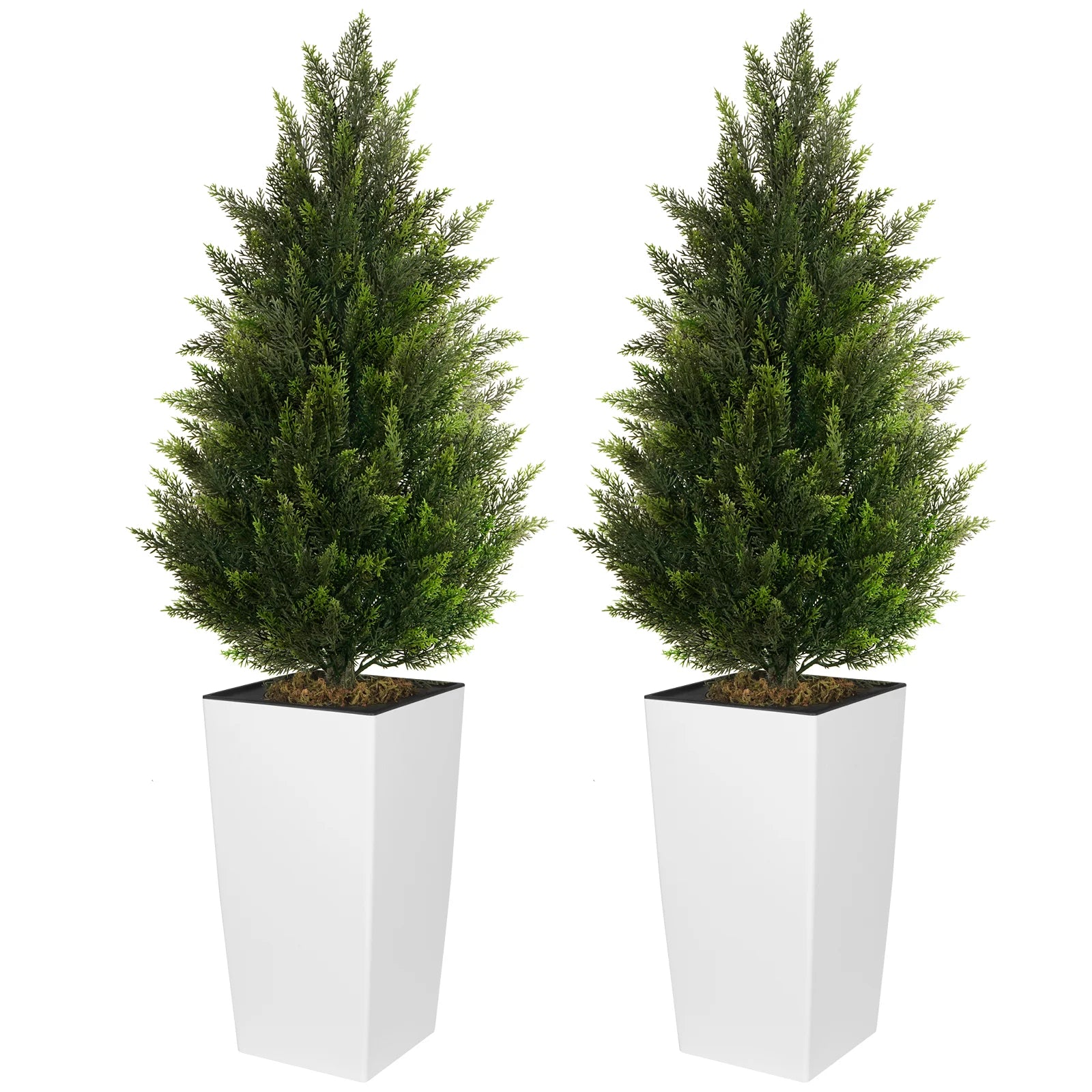 Artificial Cedar Tree 4FT Tall Faux Silk Plant for Home Office Decor Indoor Outdoor Fake Lifelike Potted Tree with Wood Branches
